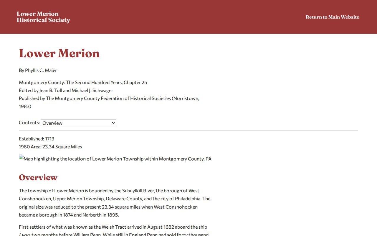 Lower Merion residents directory reference to digitized local history collection