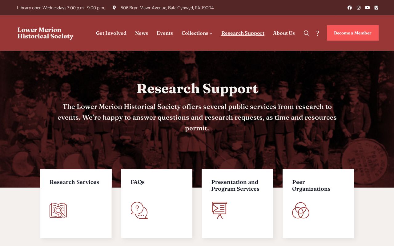 Lower Merion city directory research support at the Lower Merion Historical Society