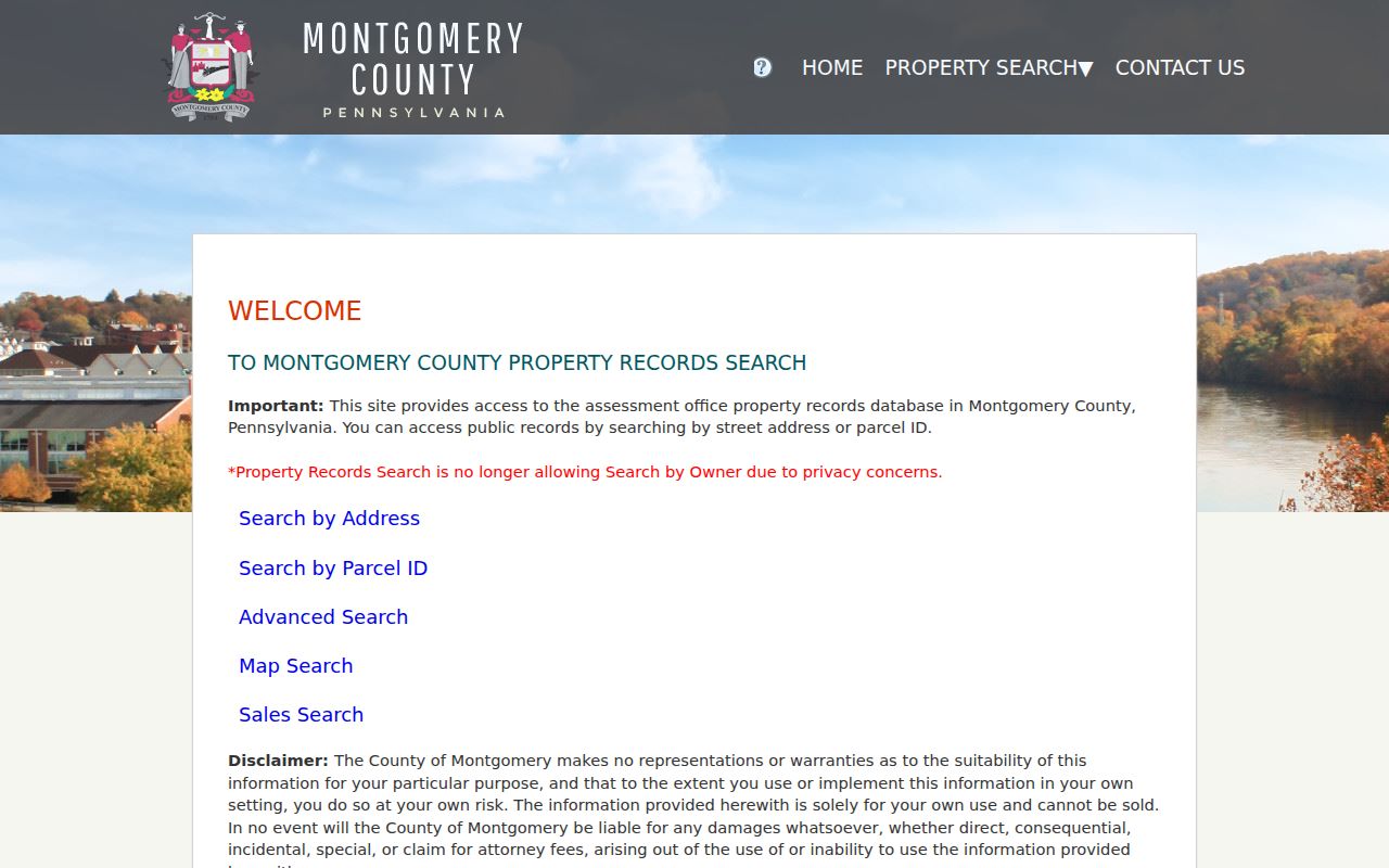 Lower Merion residents directory reference to Montgomery County property search modes