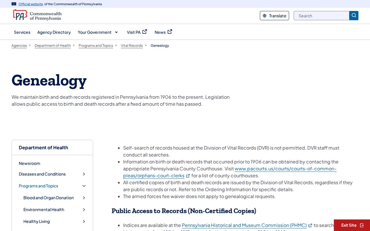 Lower Merion Township resident lookup through Pennsylvania vital records information