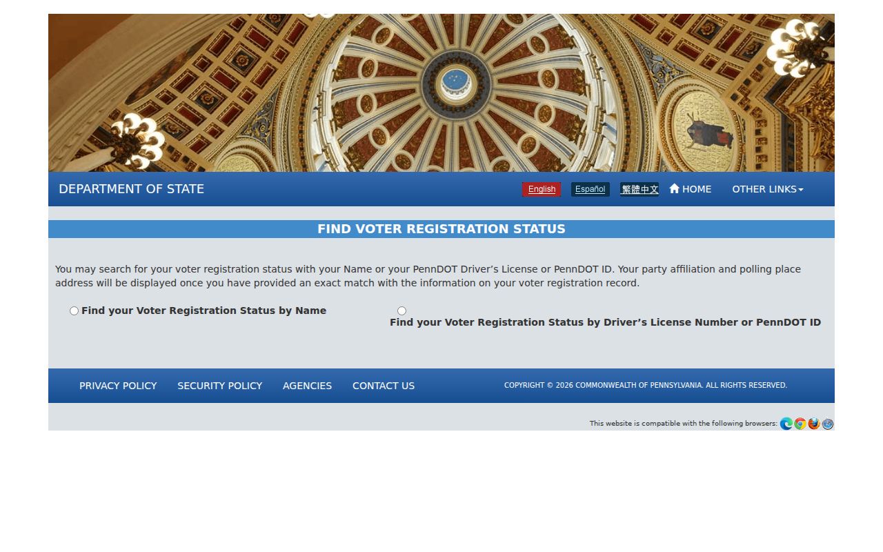 Lower Merion Township resident lookup through the Pennsylvania voter status service
